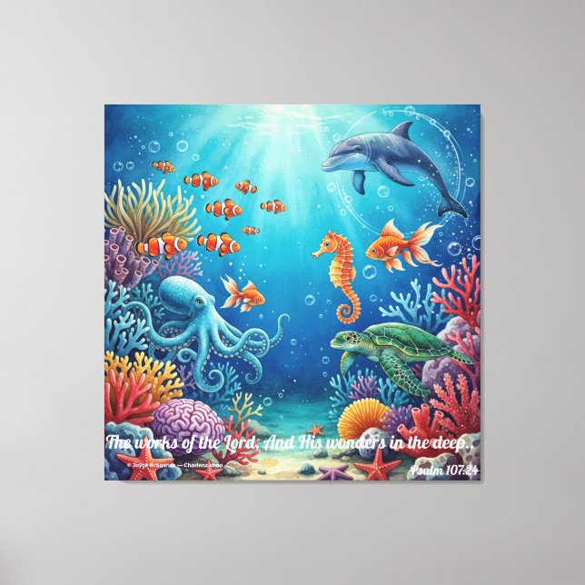 Toile Wonders in the Deep | Psalm 107:24 Christian Decor (Recto)