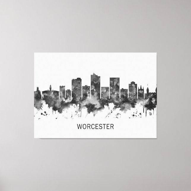 Toile Worcester Massachusetts Skyline BW (Recto)