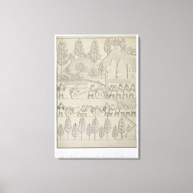 Toile Workmen with implements and ropes for moving a Win (Recto)