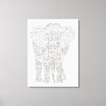 World Word Asian Elephant Stretted Canvas Imprimer