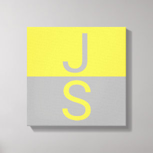 Toile Yellow & Grey Modern Initials monogram
