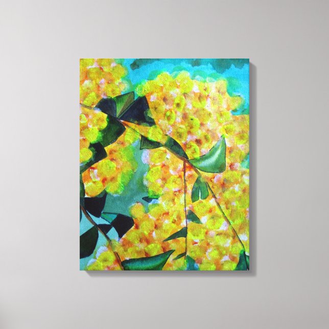 Toile Yellow Wattle art natif de l'Australie (Recto)