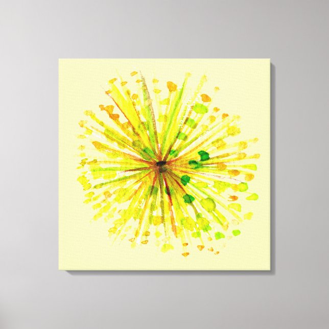 Toile Yellow wildflower dandelion watercolor flower (Recto)