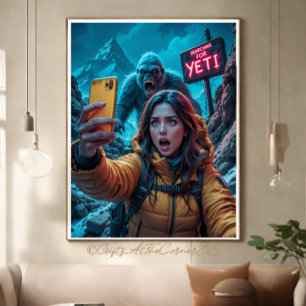 Toile Yeti Bigfoot Sasquatch Selfie Mont Everest Neon