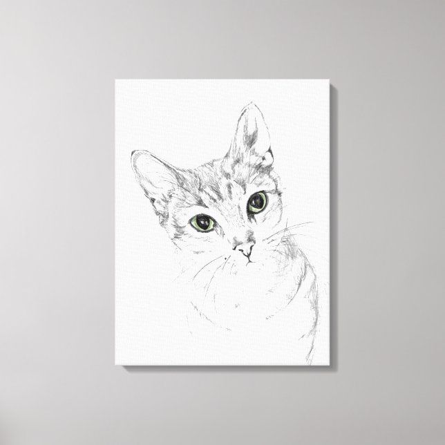 Toile Yeux de chat Un dessin au crayon (Recto)