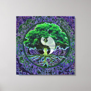 Toile Yin Yang avec l'arbre de la vie