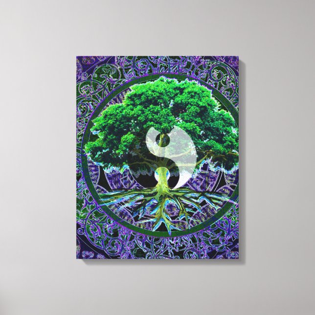 Toile Yin Yang avec l'arbre de vie (Recto)
