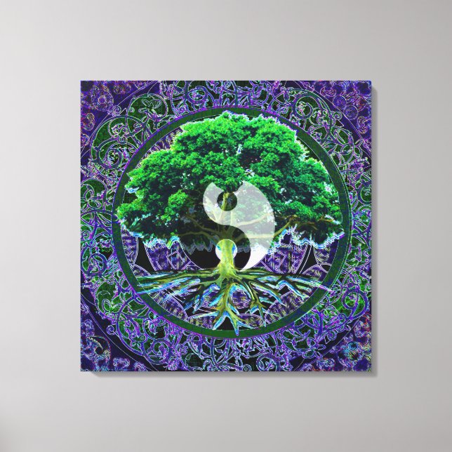 Toile Yin Yang avec l'arbre de vie (Recto)