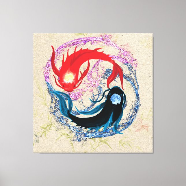 Toile yin yang koi fish japonais style d'art équilibre (Recto)