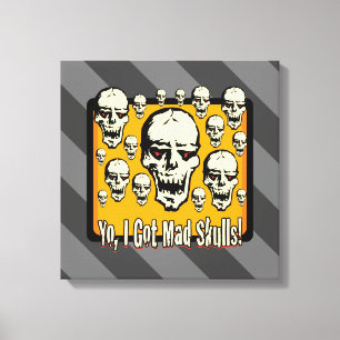 Toile Yo J'Ai Mad Skuls Frame Gfx Gris Stripes