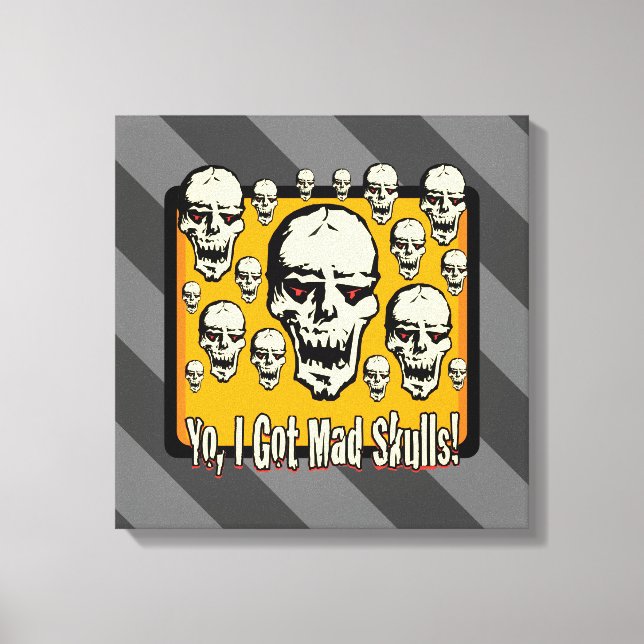 Toile Yo J'Ai Mad Skuls Frame Gfx Gris Stripes (Recto)