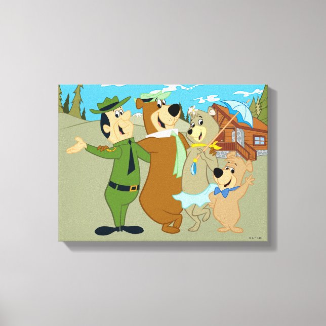 Toile Yogi Ours et amis Accueil chaleureux (Recto)