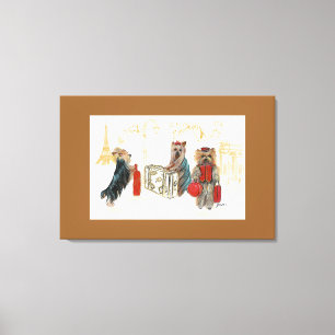 Toile Yorkies & Tour Eiffel à Paris Voyager