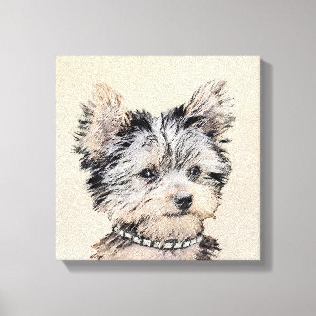 Toile Yorkshire Terrier Puppy Peinture Chien original (Recto)