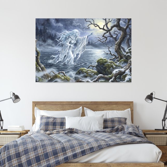 Toile Yuki-onna errant sur le lac gelé (Insitu(Chambre))