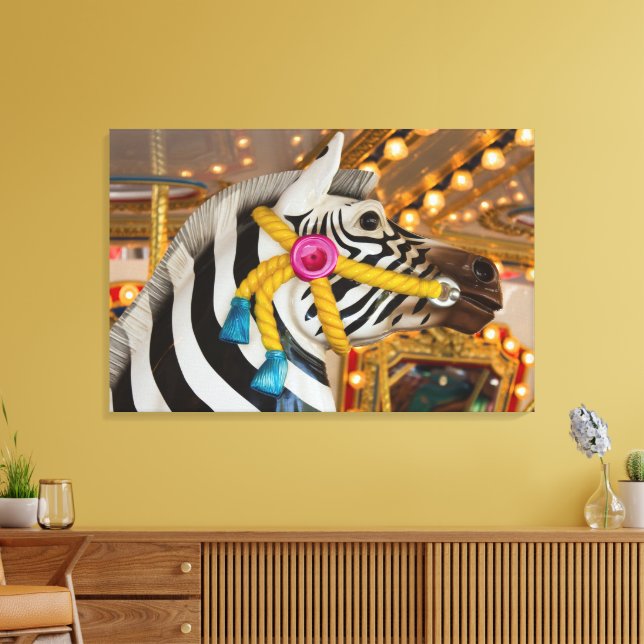 Toile Zebra Horse Merry-Go-Round Carousel Ride Photo (Insitu(Salon))