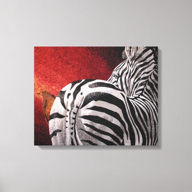 Toile Zèbre et Oxpecker (Recto)
