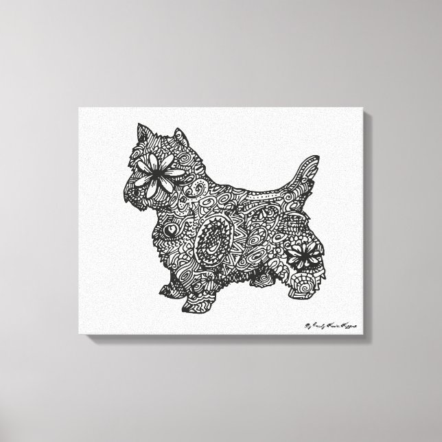 Toile Zentangle blanc de l'ouest (Recto)