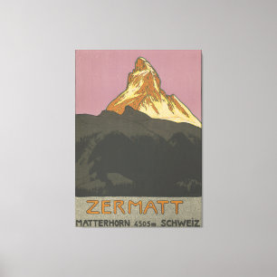 Toile Zermatt Matterhorn Suisse Vintage Ski