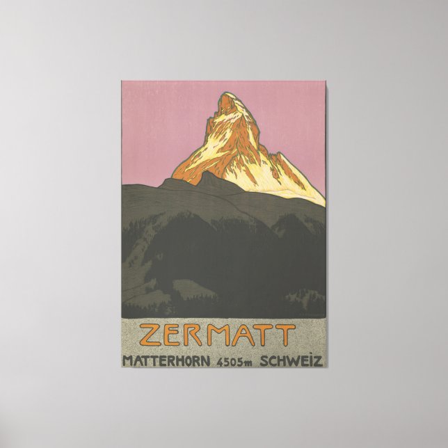 Toile Zermatt Matterhorn Suisse Vintage Ski (Recto)