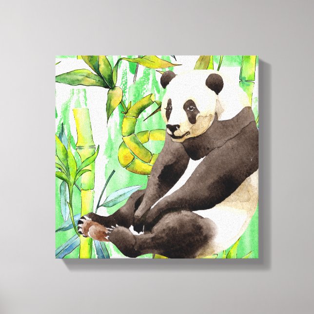 Toile Zhen Zhen le panda sur bambou (Recto)