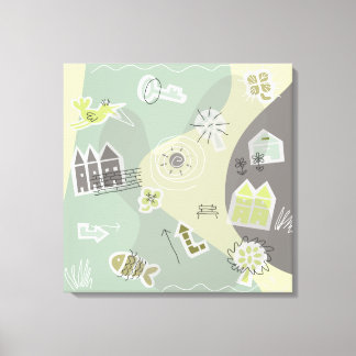 Toile zone de travail ville niveaux de gris