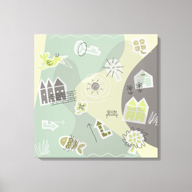 Toile zone de travail ville niveaux de gris (Recto)
