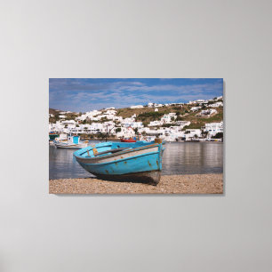 Toile Zone portuaire avec des bateaux de pêche grecs