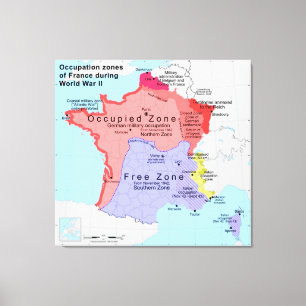 Toile Zones d'occupation de la France pendant la Seconde