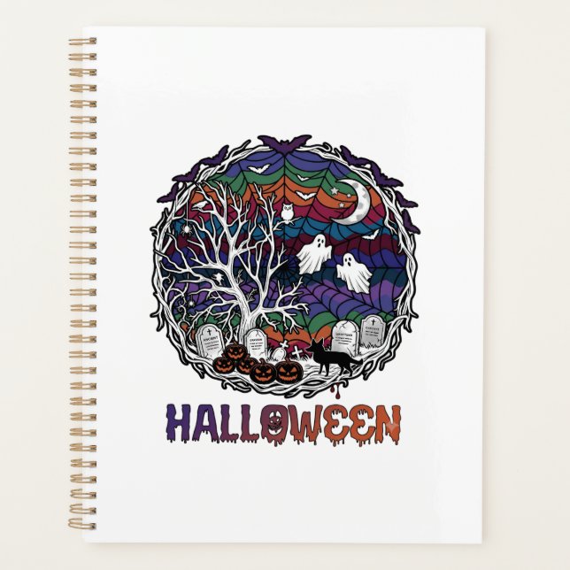 Toiles d'araignée d'Halloween Arbres Fantômes Citr (Devant)
