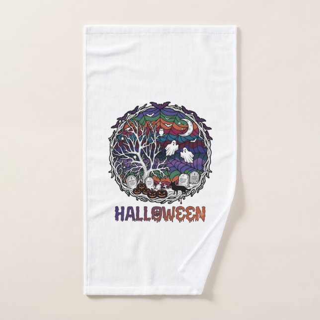 Toiles d'araignée d'Halloween Arbres Fantômes Citr (Serviette à main)