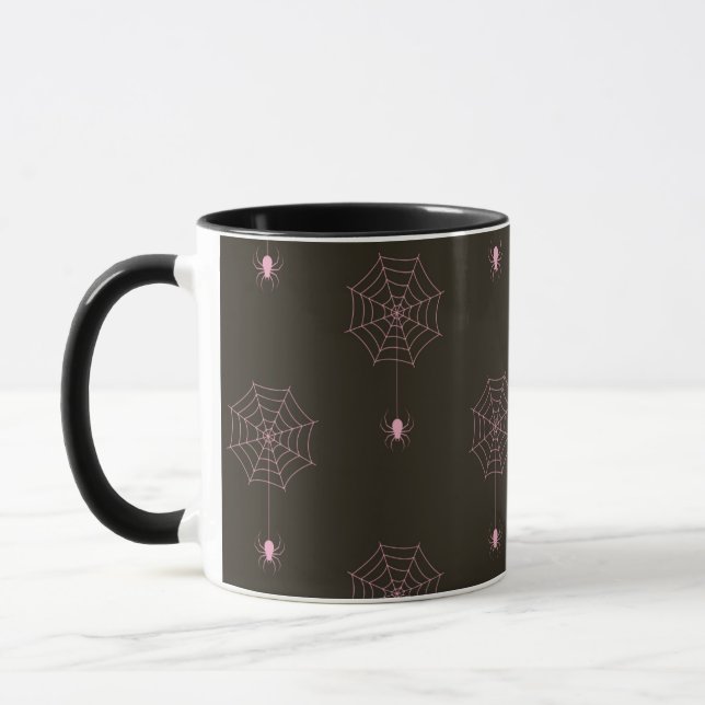 Toiles d'araignées noires et roses/Araignées Mug d (Gauche)
