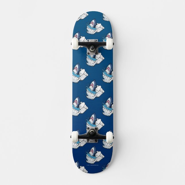 Toilet Shark Funny Blue Skateboard (Recto)