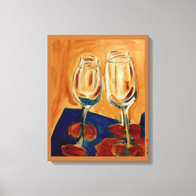 Toilette avec quatre verres à vin toile Impression (Recto)