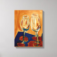 Toilette avec quatre verres à vin toile Impression