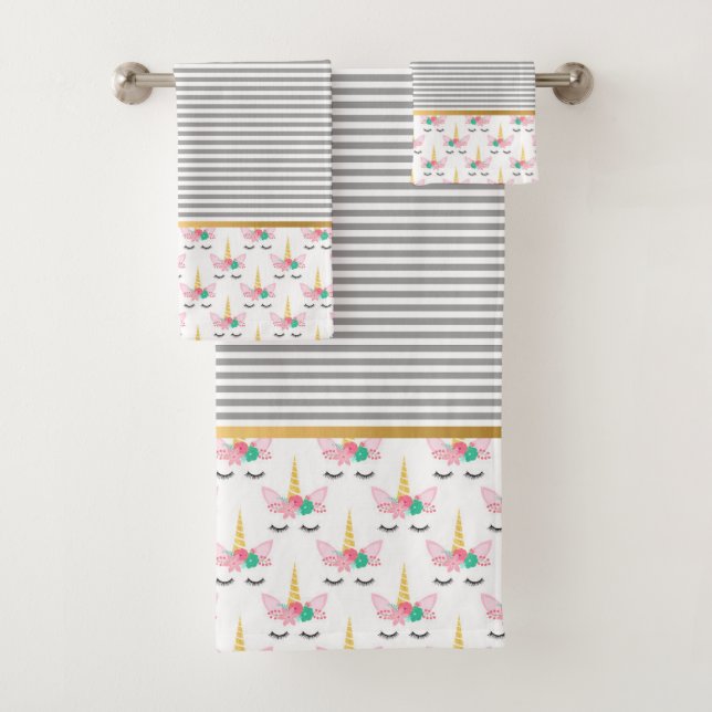 TOILETTE DE SALLE DE BAINS EN OR STRIPE UNICORN (En situation)