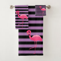 TOILETTE DE SALLE DE FLAMANTS ROSES EN STRIPE NOIR