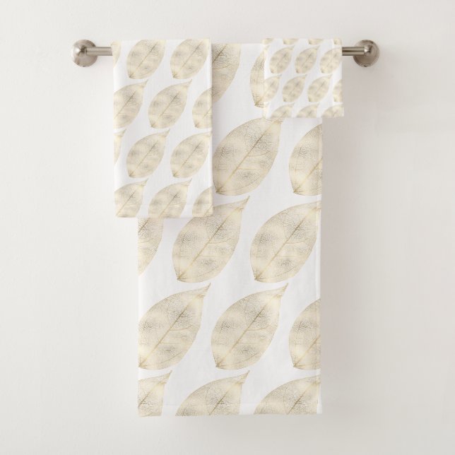 TOILETTE MOTIF EN FEUILLES D'OR BLANC (En situation)