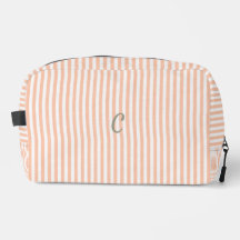 Trousse de Maquillage Monogramme Rayée Pêche