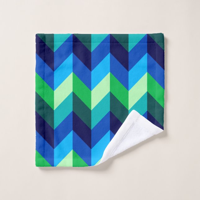 Toit bleu vert Ombre Chevrons (Gant de toilette)