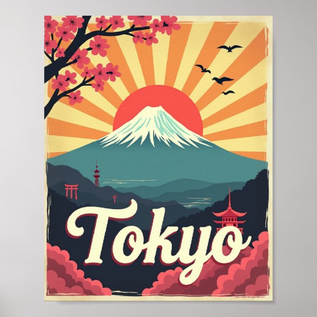 Tokyo en Fleurs – Affiche de Voyage Rétro (Devant)
