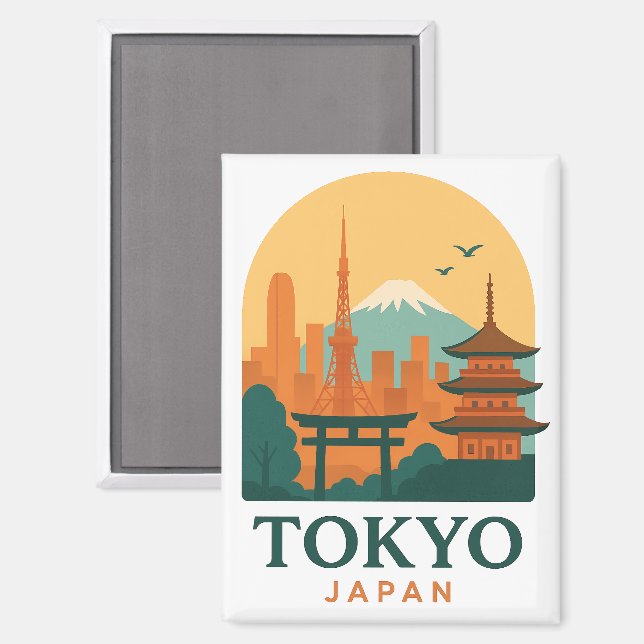 Tokyo Japan Magnet – Minimalist Travel Souvenir  (Recto/Verso)