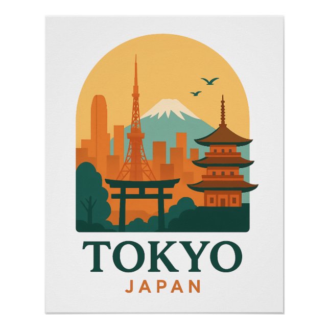 Tokyo Japan Minimalist Travel Poster – Glossy  (Devant)