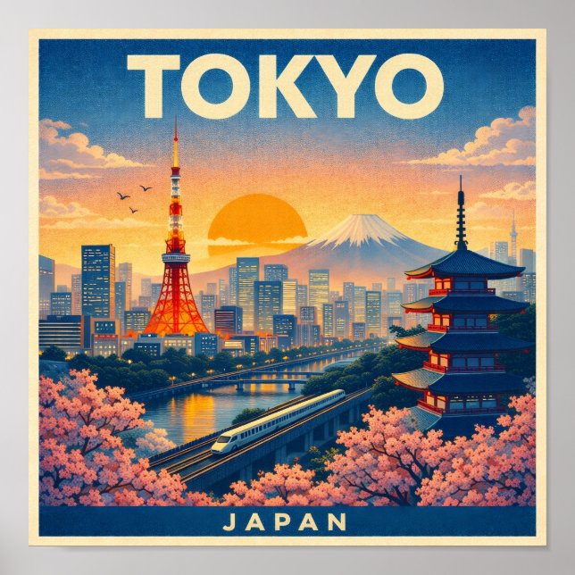 Tokyo Japan Vintage Travel Poster (Devant)