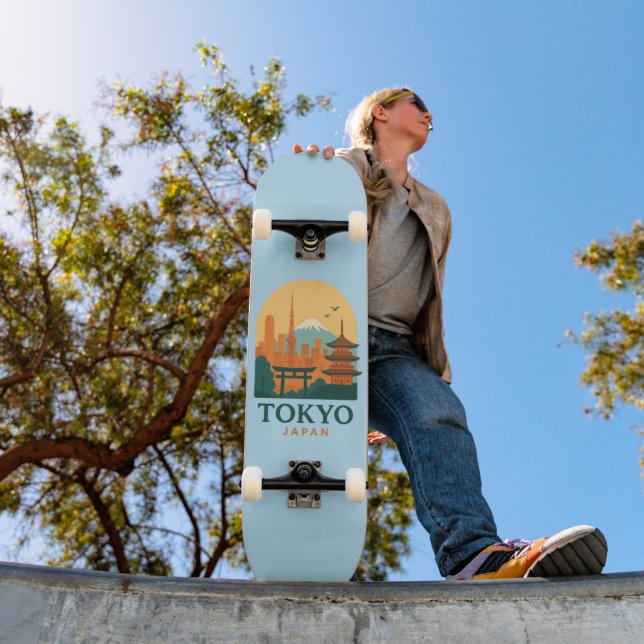 Tokyo Japon minimaliste Voyage Souvenir Skateboard (Extérieur 1)