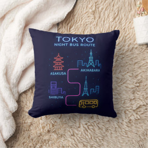 Tokyo Neon Night Coussin de Jet   Voyage Japon Mai