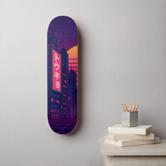 Tokyo Retro-Style Skateboard (Art mural)