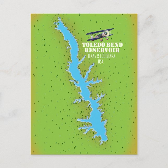 Toledo Bend réservoir Texas & Louisiana Carte (Devant)