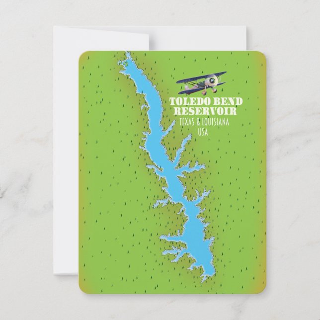 Toledo Bend réservoir Texas & Louisiana Carte (Devant)