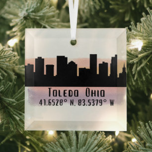 Toledo OH City Skyline Ornement en verre